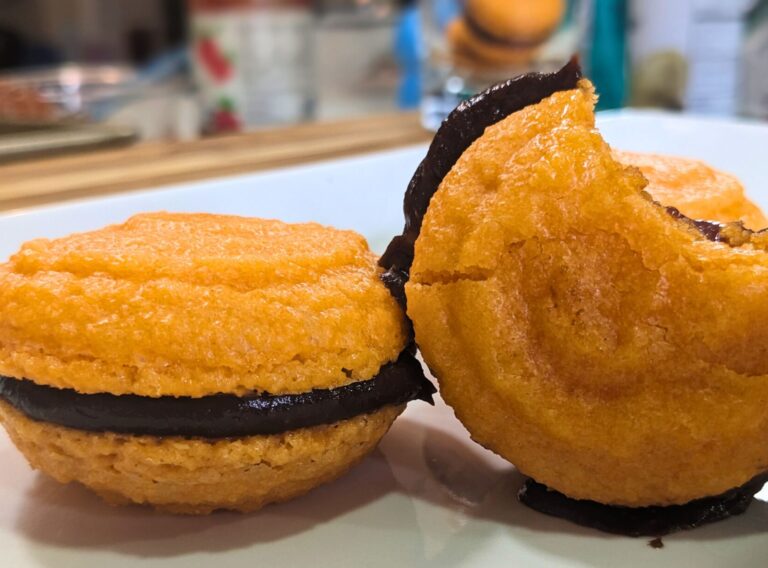 Leftover Reese’s ‘PB&J’ Macarons