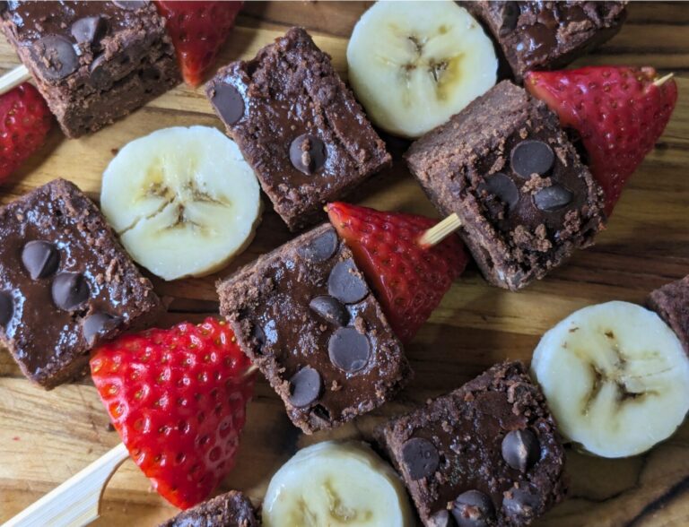 Protein Boosted Brownies and Fruit Skewers