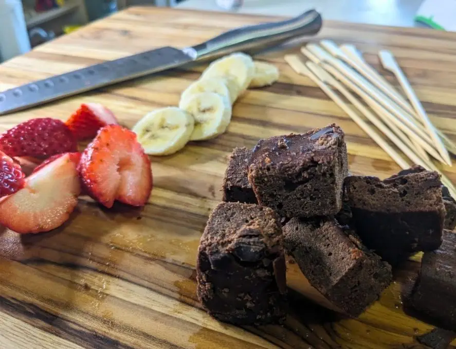 Brownies and Fruit Skewers deconstructed