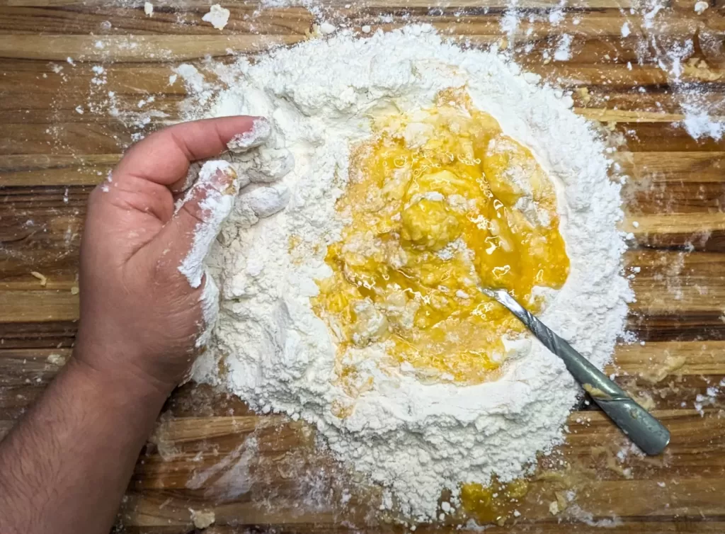 kneading dough for butternut squash raviolis