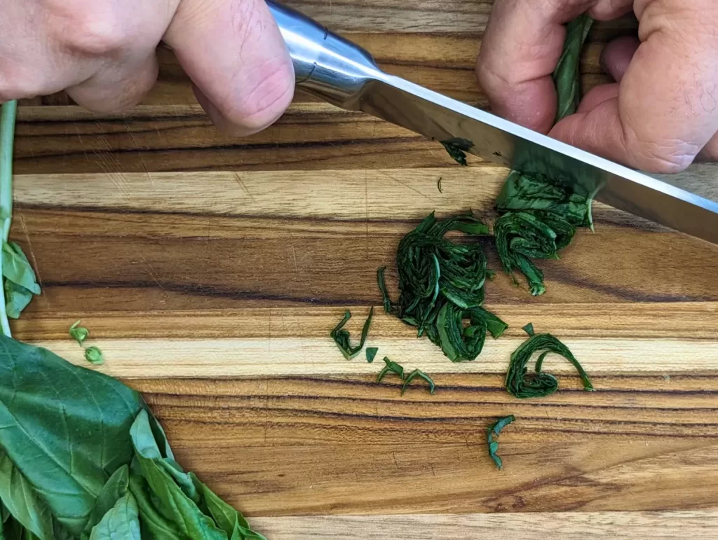 chopping herbs