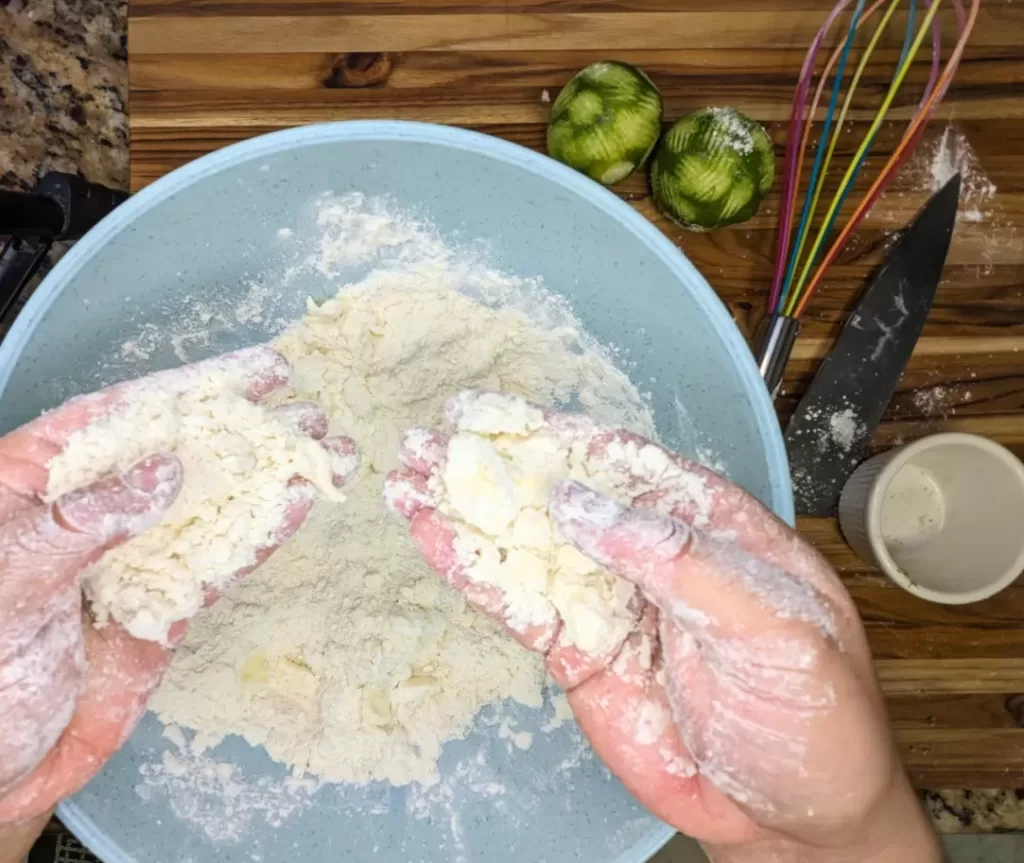 mixing scone dough