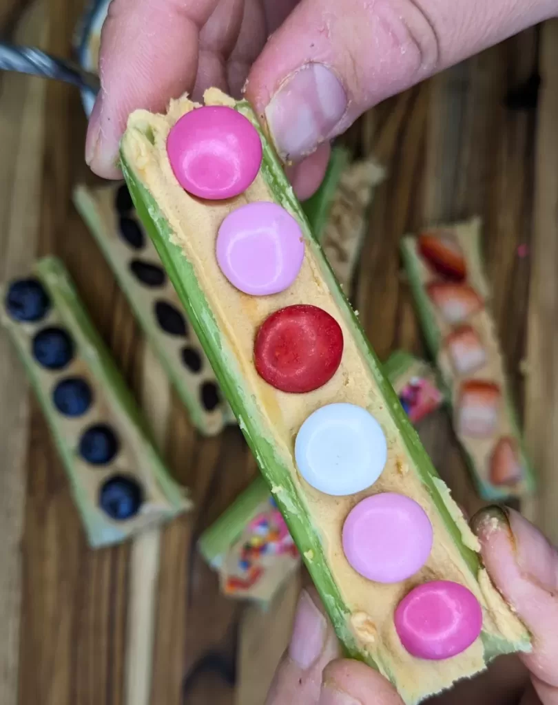 ants on a log with chocolate