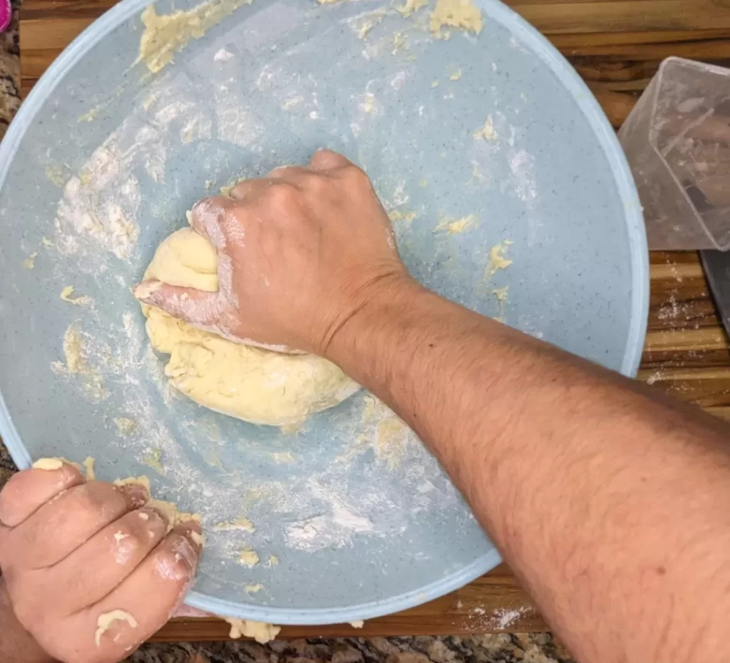 kneading honey lime breakfast scones dough