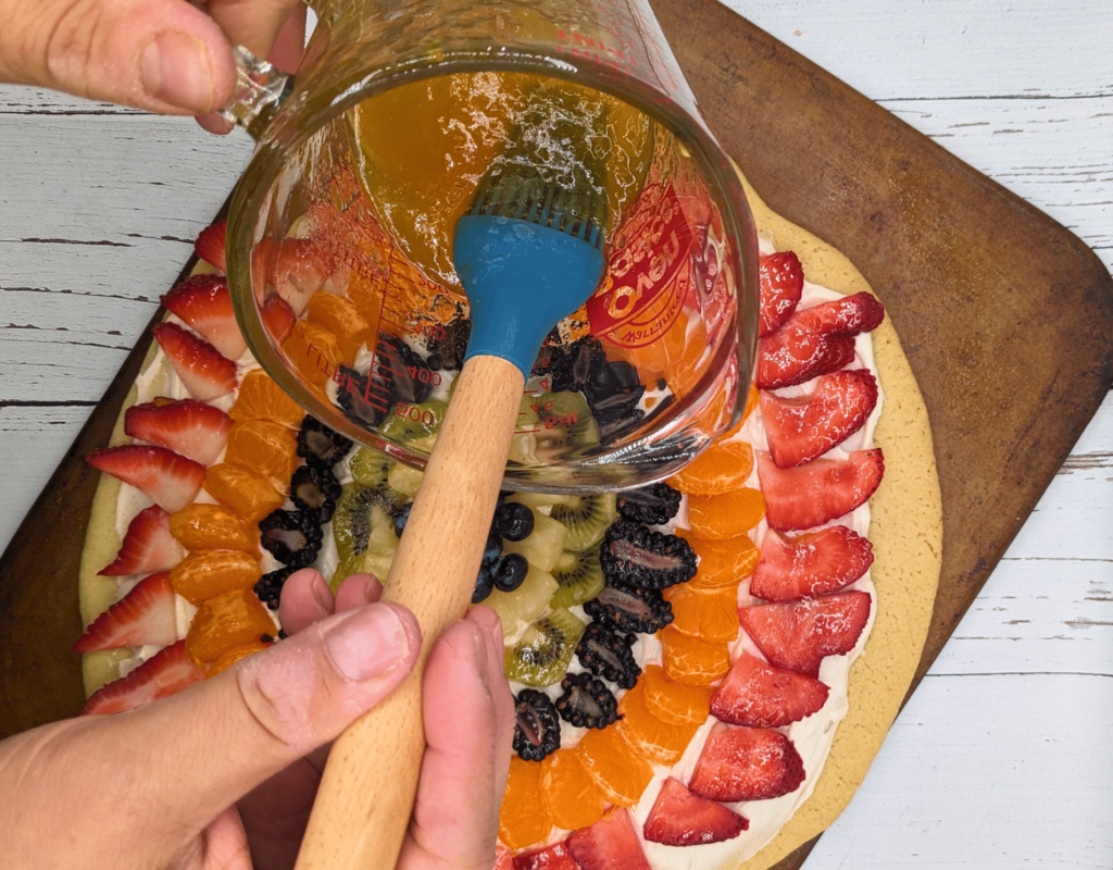 add glaze to fruit pizza